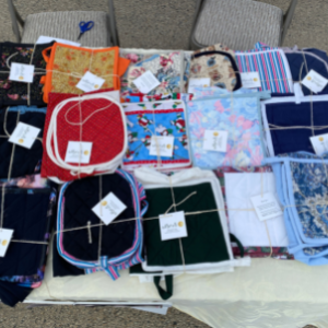 Aprons laid out during the Farmers Market